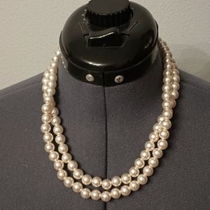 vintage 2 layer fake pearl necklace